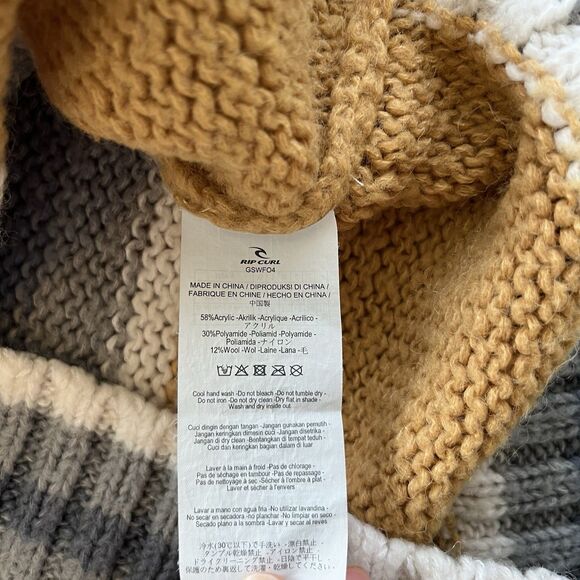 Rip Curl Women's Sweater Size Small Oversized Striped Y2K Retro Vibe Orange Gray - Picture 9 of 13